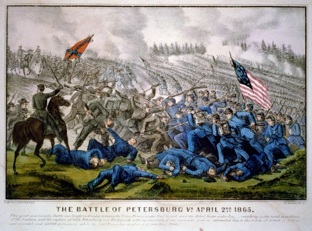 he battle of Petersburg Va. April 2nd 1865, Lithograph by Currier and Ives