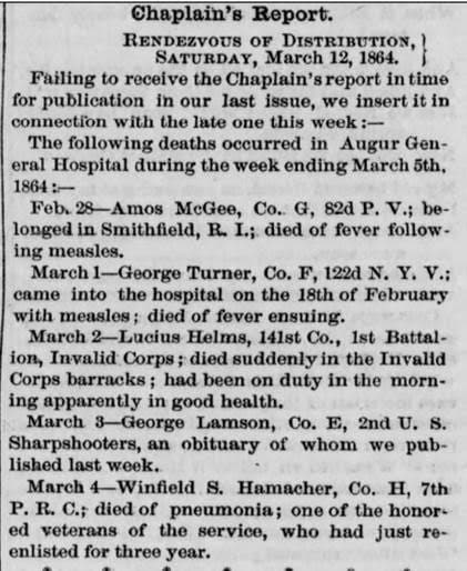 Soldier's Journal (Alexandria, Va.) March 16, 1865, p. 5.